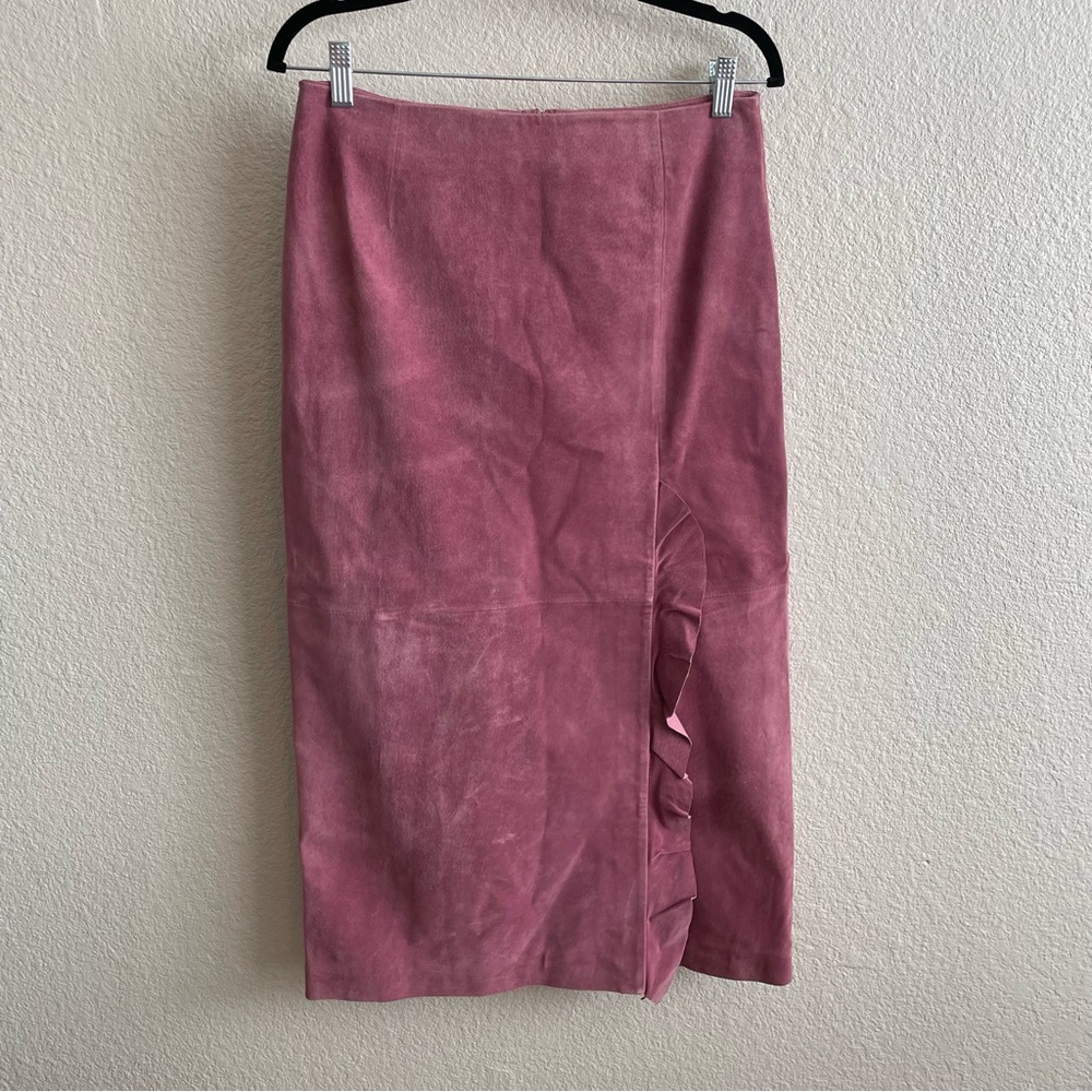 Vintage Margaret Godfrey Pink Suede Leather Skirt